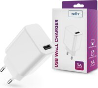 Setty TF-0143 Hálózati USB-A töltő - Fehér (5V/3A)
