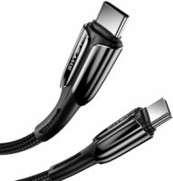 USAMS SJ402USB01 USB-C apa - USB-C apa 2.0 Adat és töltőkábel - Fekete (1.2m)