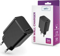 Setty TF-0142 Hálózati USB-A töltő - Fekete (5V / 3A)