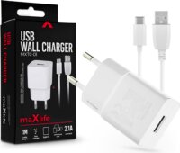 Maxlife TF-0100 Hálózati USB-A töltő - Fehér (5V / 2.1A)