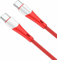 Borofone BX60R USB-C apa - USB-C apa 2.0 Adat és töltőkábel - Piros (1m)