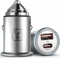 3mk Hyper Car Charger Autós USB-C / USB-A töltő - Ezüst (30W)