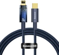 Baseus Explorer Series USB-C apa 2.0 - Lightning apa Adat és töltőkábel - Kék (1m)