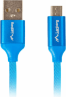 Lanberg Premium micro USB-B apa - USB-A apa 2.0 Adat és töltő kábel - Kék (1m)