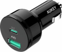 AUKEY CC-Y7 Autós USB-A / USB-C töltő - Fekete (39W)