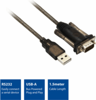 ACT AC6000 USB-A apa - Soros port Átalakító kábel 1,5m - Fekete