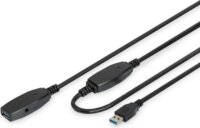 Digitus Active DA-73106 USB-A apa - USB-A anya Hosszabbító kábel - Fekete (15m)