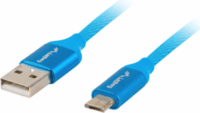 Lanberg Premium micro USB-B apa - USB-A apa 2.0 Adat és töltő kábel - Kék (1,8m)