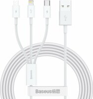 Baseus Superior Series USB-A apa 2.0 - Micro USB/USB-C/Lightning apa Adat és töltőkábel - Fehér (1.2m)