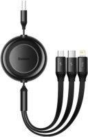 Baseus Bright Mirror II Series Retractable USB-A apa 2.0 - Micro USB/Lightning/USB-C apa Adat és töltőkábel - Fekete (1.1m)