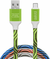 Delight 55436 USB-A apa - USB-C apa 2.0 Adat és töltőkábel - Fehér/Zöld/Piros/Kék (1m)
