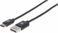Manhattan 354929 USB-A apa - USB-C apa 2.0 Adat és töltő kábel - Fekete (2m)
