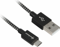 Sharkoon USB-A apa - Micro USB apa 2.0 Adat és töltő kábel - Fekete/szürke (3m)
