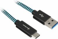 Sharkoon USB-A apa - USB-C apa 3.2 Adat és töltő kábel - Fekete/világoskék (0,5m)