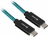 Sharkoon USB-C apa - USB-C apa 3.2 Adat és töltő kábel - Fekete/világoskék (0,5m)