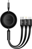 Baseus Bright Mirror Series II Retractable USB-C apa 2.0 - USB-C/Lightning/Micro USB apa Adat és töltőkábel - Fekete (1.1m)