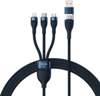 Baseus Flash Series 2 USB-A/USB-C apa 2.0 - Micro USB/USB-C/Lightning apa Adat és töltőkábel - Kék (1.2m)