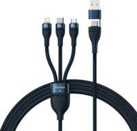 Baseus Flash Series 2 USB-A/USB-C apa 2.0 - Micro USB/USB-C/Lightning apa iPhone Töltőkábel - Kék (1.2m)