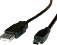 Roline 11.02.8730 USB-A apa - Mini USB apa 2.0 Összekötő kábel - Fekete (3m)