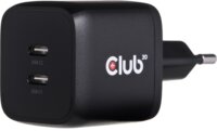 Club3D Hálózati 2xUSB-C töltő - Fekete (45W)