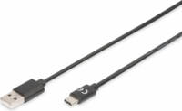 Digitus AK-300148-040-S USB-A apa - USB-C apa 2.0 Adat és töltőkábel - Fekete (4m)
