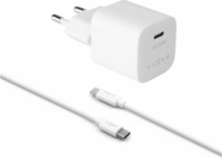 Fixed Mini Travel Hálózati USB-C töltő + USB-C kábel - Fehér (20W)