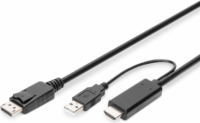 Digitus AK-330111-020-S USB/HDMI - DisplayPort kábel 2m - Fekete