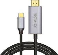 Savio CL-171 USB-C apa - HDMI apa 3.0 Adat kábel - Fekete (2m)