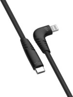 SiliconPower LK50CL USB-C apa - Lightning 90° apa Adat és töltő kábel - Fekete (1m)