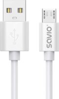 Savio CL-167 USB-A apa - Micro USB apa Adat és töltő kábel - Fehér (3m)