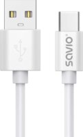 Savio CL-168 USB-A apa - USB-C apa Adat és töltő kábel - Fehér (2m)