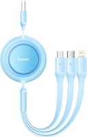 Baseus Bright Mirror 2 USB-A apa - Micro USB/Lightning/USB-C apa Adat és töltő kábel - Kék (1.1m)