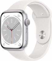 Apple Watch Series 8 GPS (45 mm) Okosóra - Ezüst Alumíniumtok Fehér Sportszíjjal