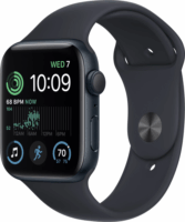 Apple Watch SE (2022) GPS (44mm) Okosóra - Éjfekete Alumíniumtok Éjfekete Sportszíjjal