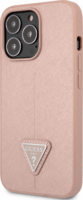 Guess Saffiano Triangle Logo Apple iPhone 13 Pro Bőr Tok - Rózsaszín