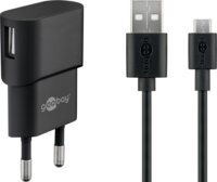 Goobay Micro-USB / USB-A hálózati töltő készlet - Fekete (5W)