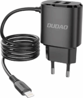 Dudao A2proT 2 x USB-A / Lightning kábel Hálózati töltő - Fekete (12W)