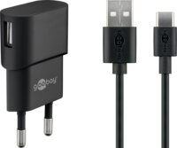 Goobay 45299 USB-C / USB-A Hálozati töltő készlet - Fekete (5W)