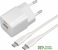 4smarts VoltPlug Duos Hálózati USB-A / USB-C töltő készlet - Fehér (20W)
