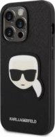 Karl Lagerfeld Saffiano Karl Head Patch Apple iPhone 14 Pro Max Műbőr Tok - Fekete