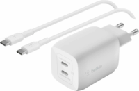 Belkin WCH013VF2MWH-B6 2 x USB-C Hálózati töltő - Fehér (65W)