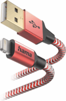 Hama Reflective USB-A apa - Lightning apa 2.0 Adat és töltő kábel - Piros (1.5m)