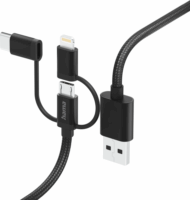 Hama 201536 USB-A apa - MicroUSB/Lightning/USB-C apa 2.0 Adat és töltő kábel - Fekete (1.5m)