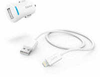 Hama 201610 USB-A Autós töltő + töltőkábel - Fehér (12W)