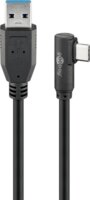 Goobay 66501 USB-A apa - USB-C 90° apa 3.0 Adat és töltő kábel - Fekete (1m)