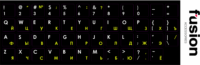 Fusion Billentyűzet matrica - Fekete alapon Sárga/Fehér (Orosz/Angol)