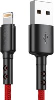 Vipfan X02 USB-A apa - Lightning apa 2.0 Adat és töltő kábel - Piros (1.8m)