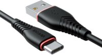 Vipfan Anti-Break X01 USB-A apa - USB-C apa 2.0 Töltő kábel - Fekete (1m)