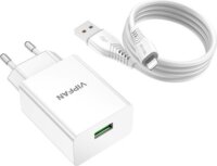 Vipfan E03 USB-A Hálózati töltő + Lightning kábel - Fehér (18W)