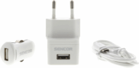 Sencor SCO 515-000WH Micro-USB / USB-A Hálózati + Autós töltő szett - Fehér (5V / 1A)